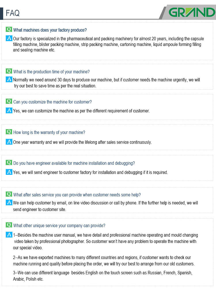 FAQ | Machine d'emballage &agrave; ampoule de capsule de tablette